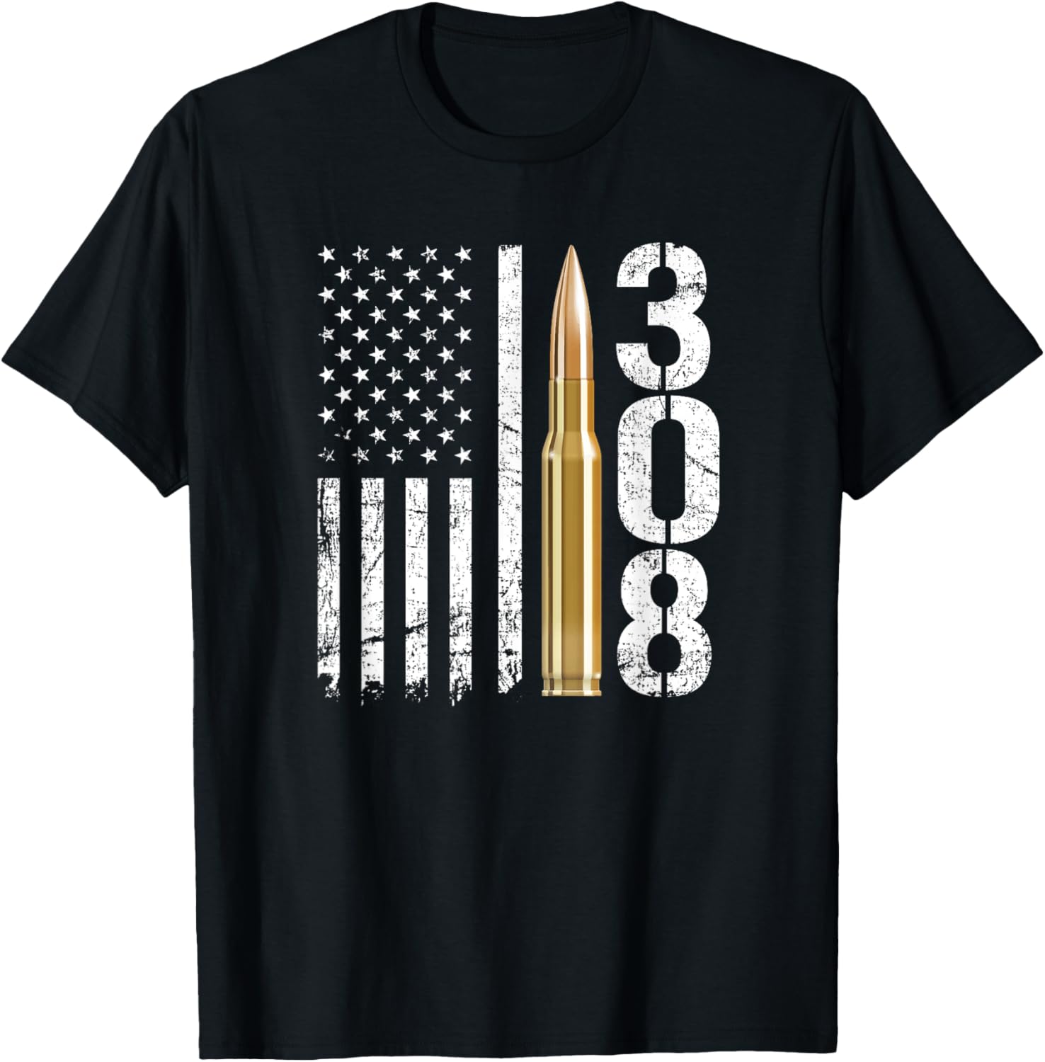 308 Gun Ammo Bullet 308 Calibre Rifle Usa Flag T Shirt Women