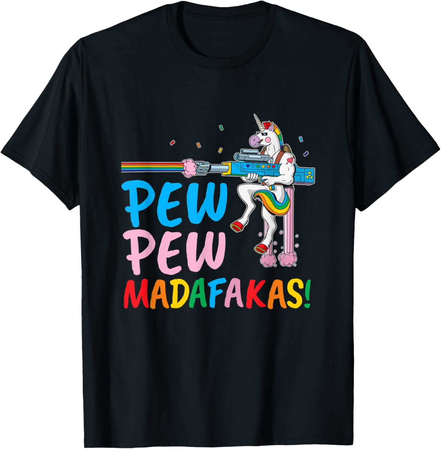 Pew Madafakas Funny Unicorn Rainbow Gun Graphic