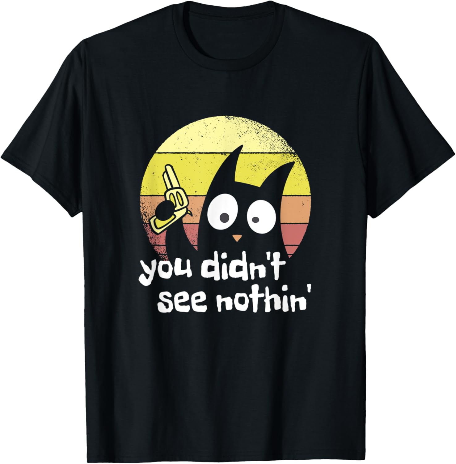 Funny Gangster Cat Shirt Didnt See Nothin Crazed Cat Gun