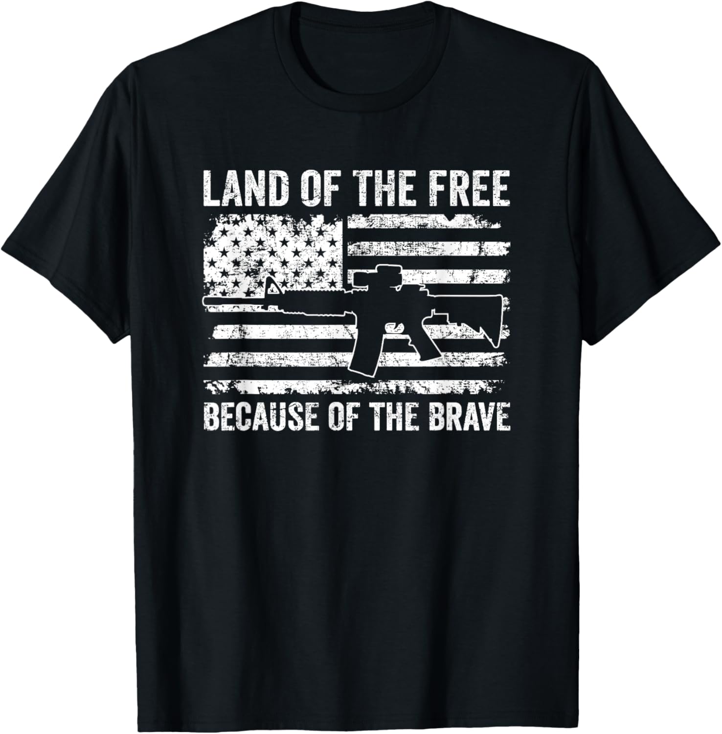 Land Of Free Because Of Brave American Gun Flag