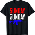 Red White Blue Distressed Sunday Gunday Gun T Shirt