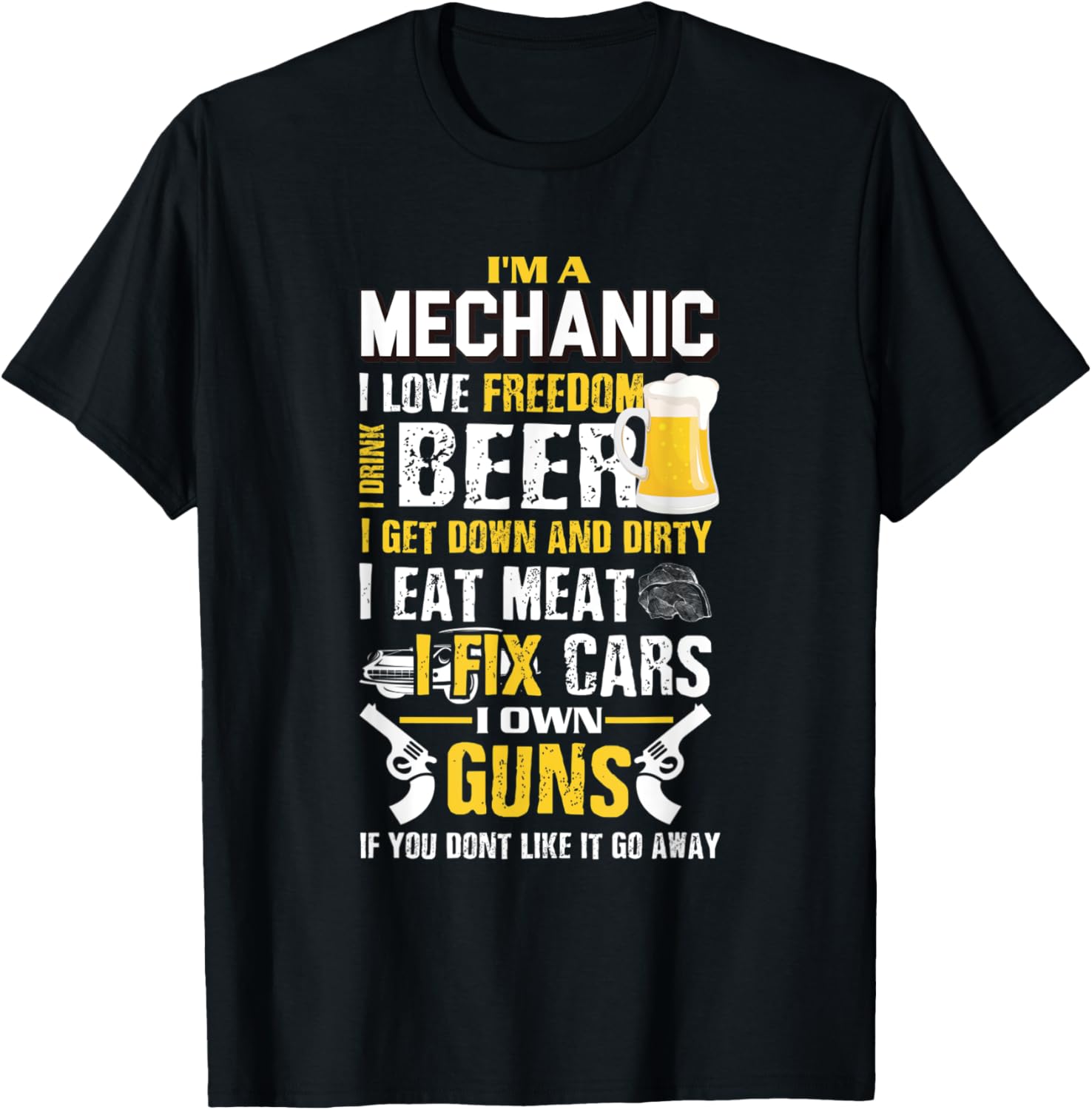 Mechanic Shirt Freedom Beer Fix Cars Guns Tshirt
