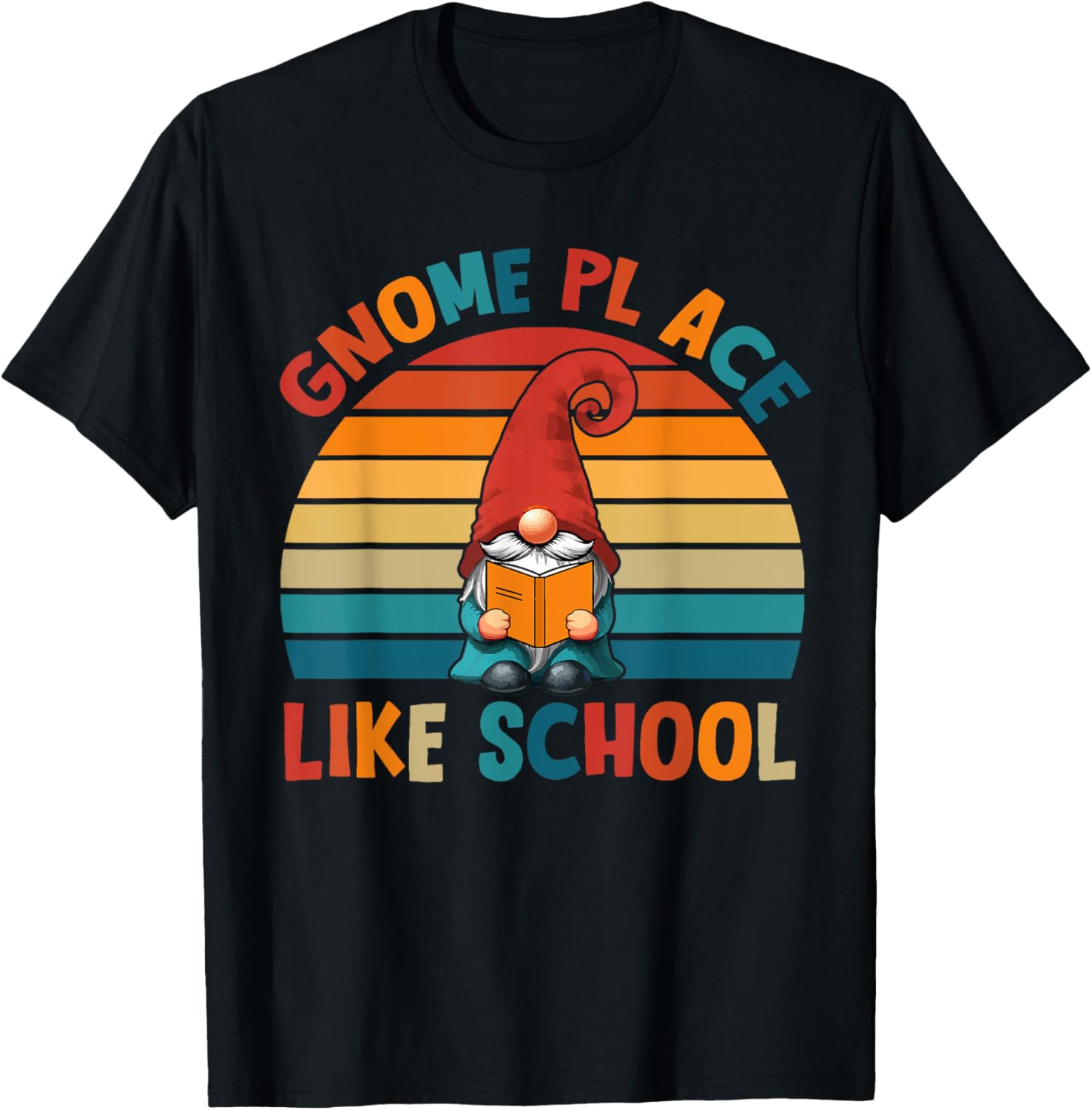 Vintage Retro Gnome Place Like School Gnome Teacher Student