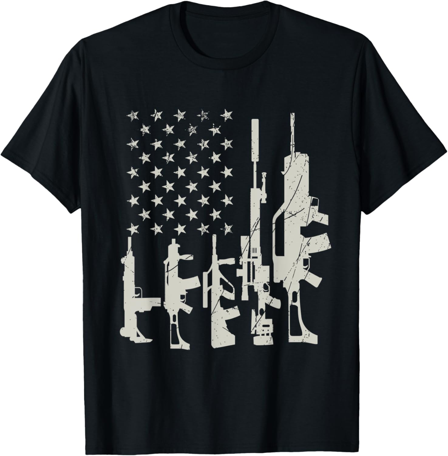 American Flag Machine Guns Women Mens Gun Flag
