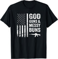 Womens God Guns Messy Buns Funny Pro Gun American Flag