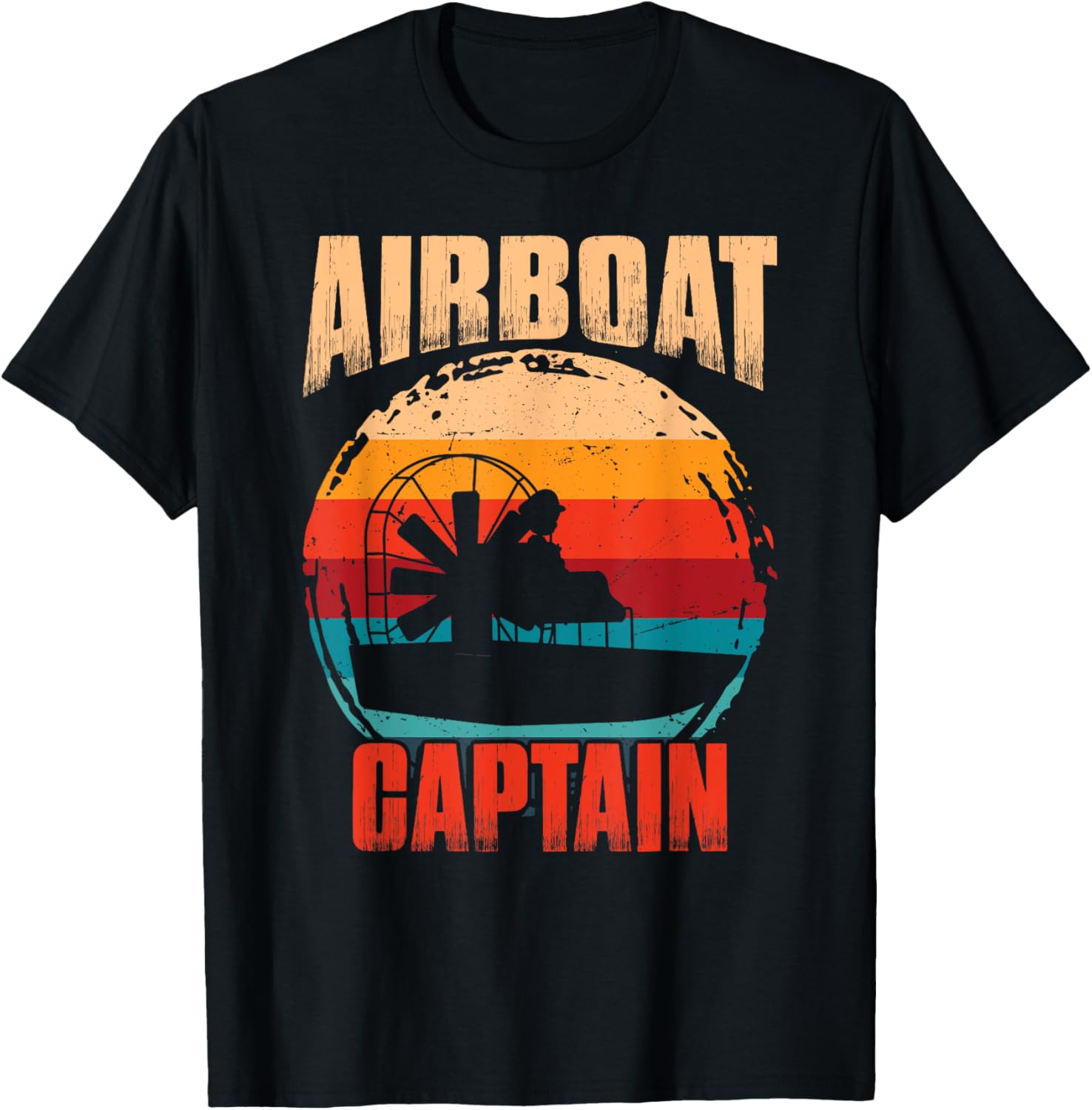 Airboat Captain Retro Vintage Sunset Airboat
