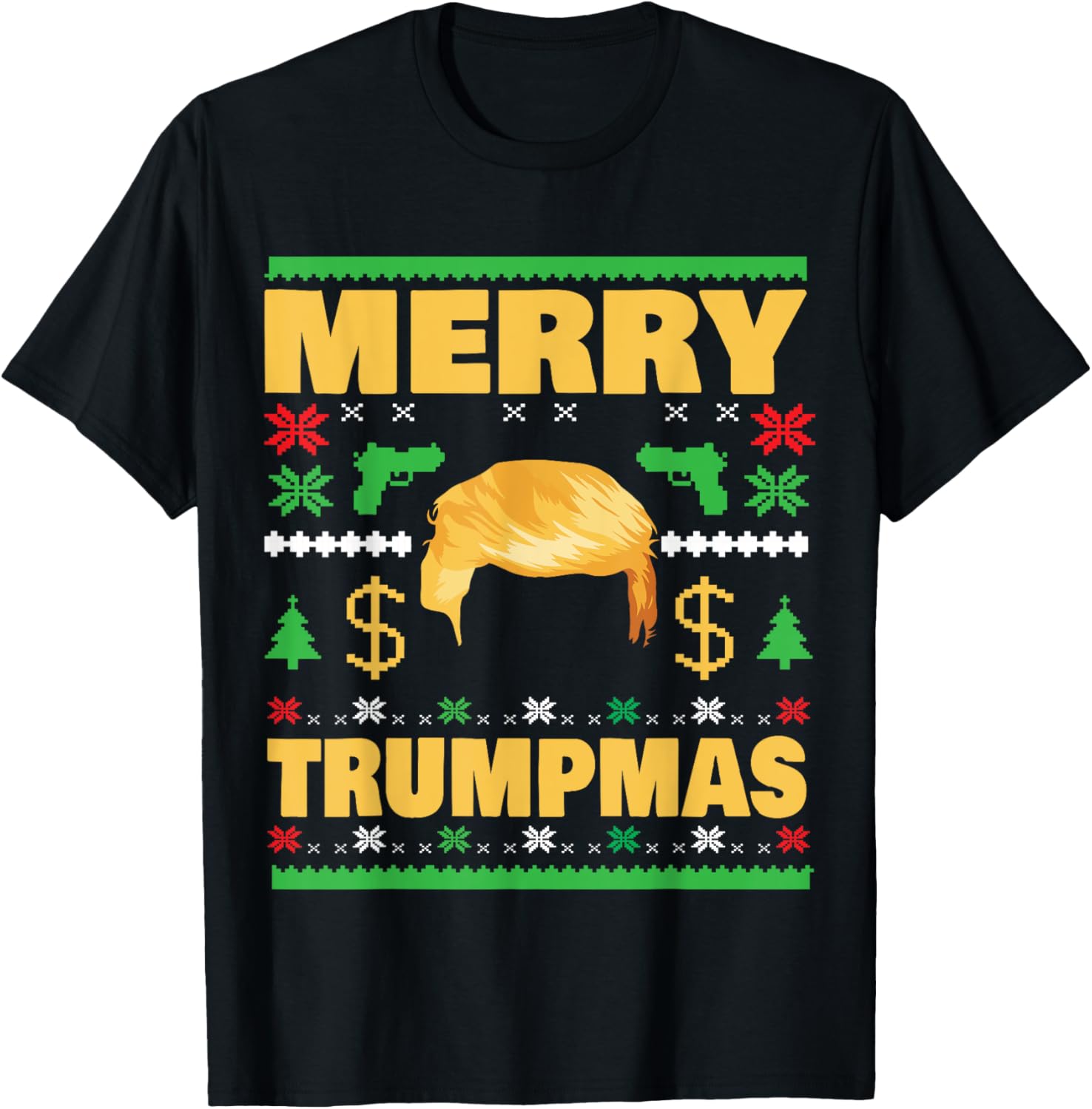 Funny Trump Ugly Christmas T Shirt Gun Republican