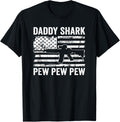 Daddy Shark Pew Funny Ar15 Usa Flag Gun Loving Dad
