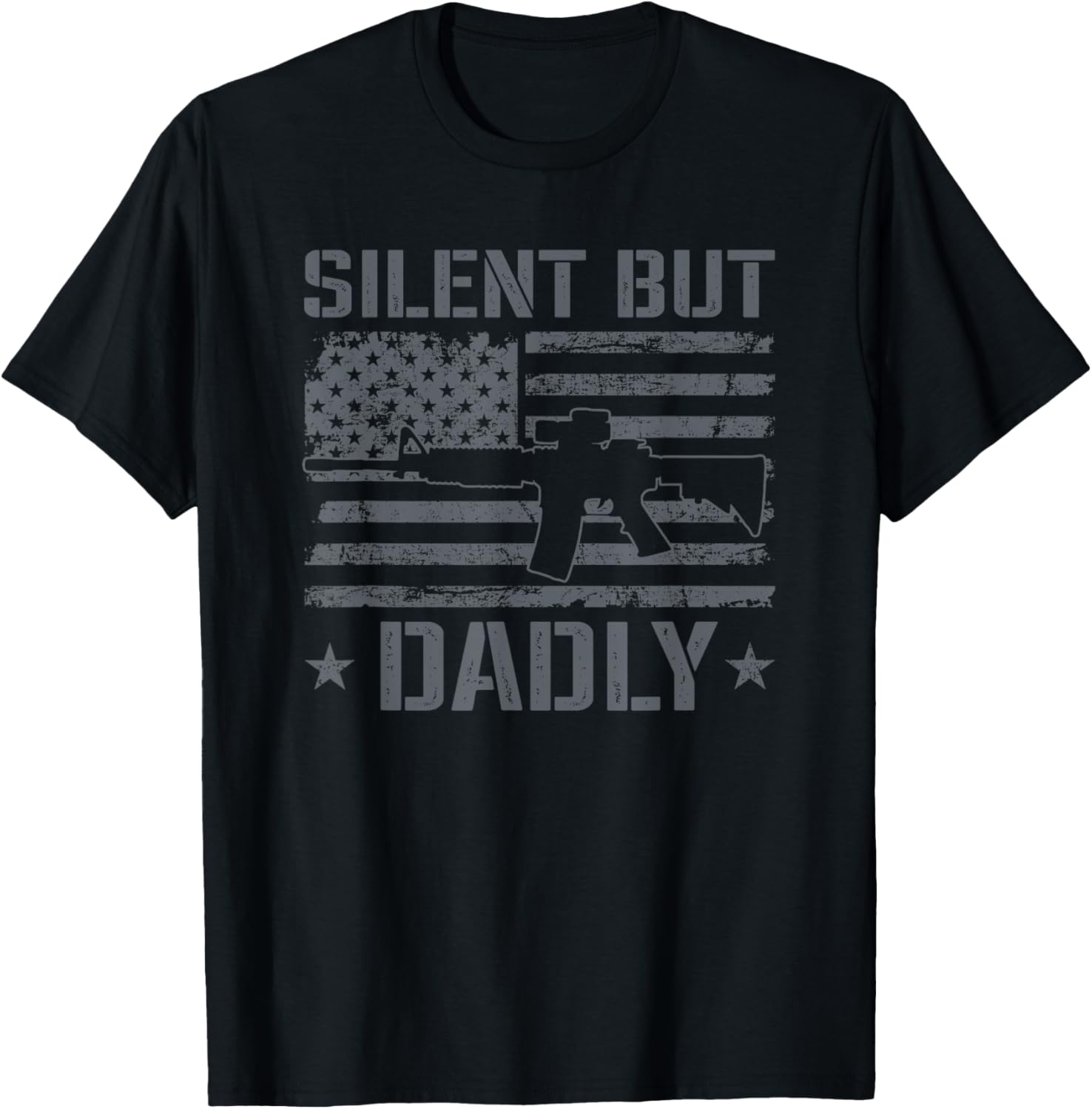 Silent But Dadly Ar15 Usa Flag Funny Fathers Day Gun Dad