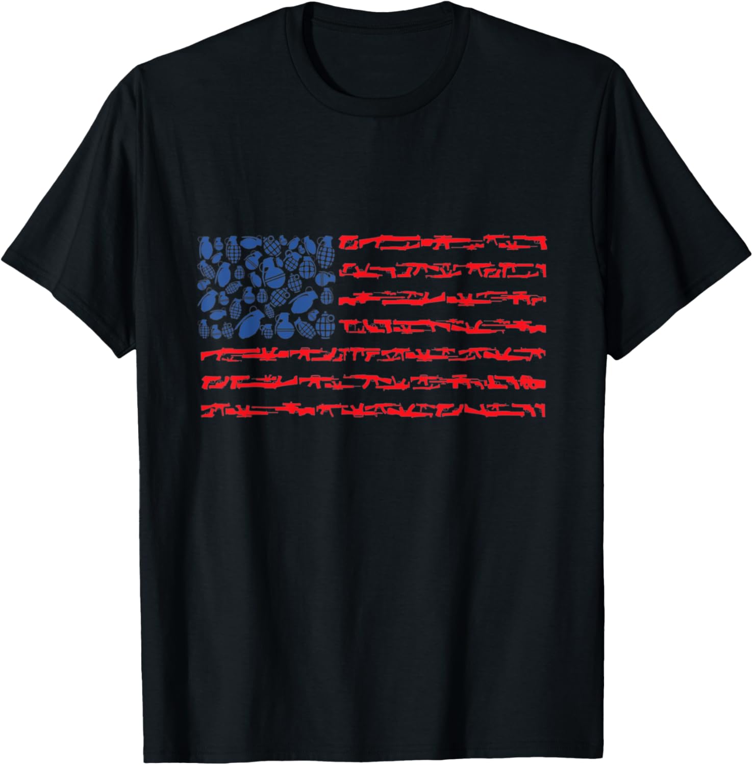 Big American Flag With Machine Guns Tshirt T Shirt Women Men