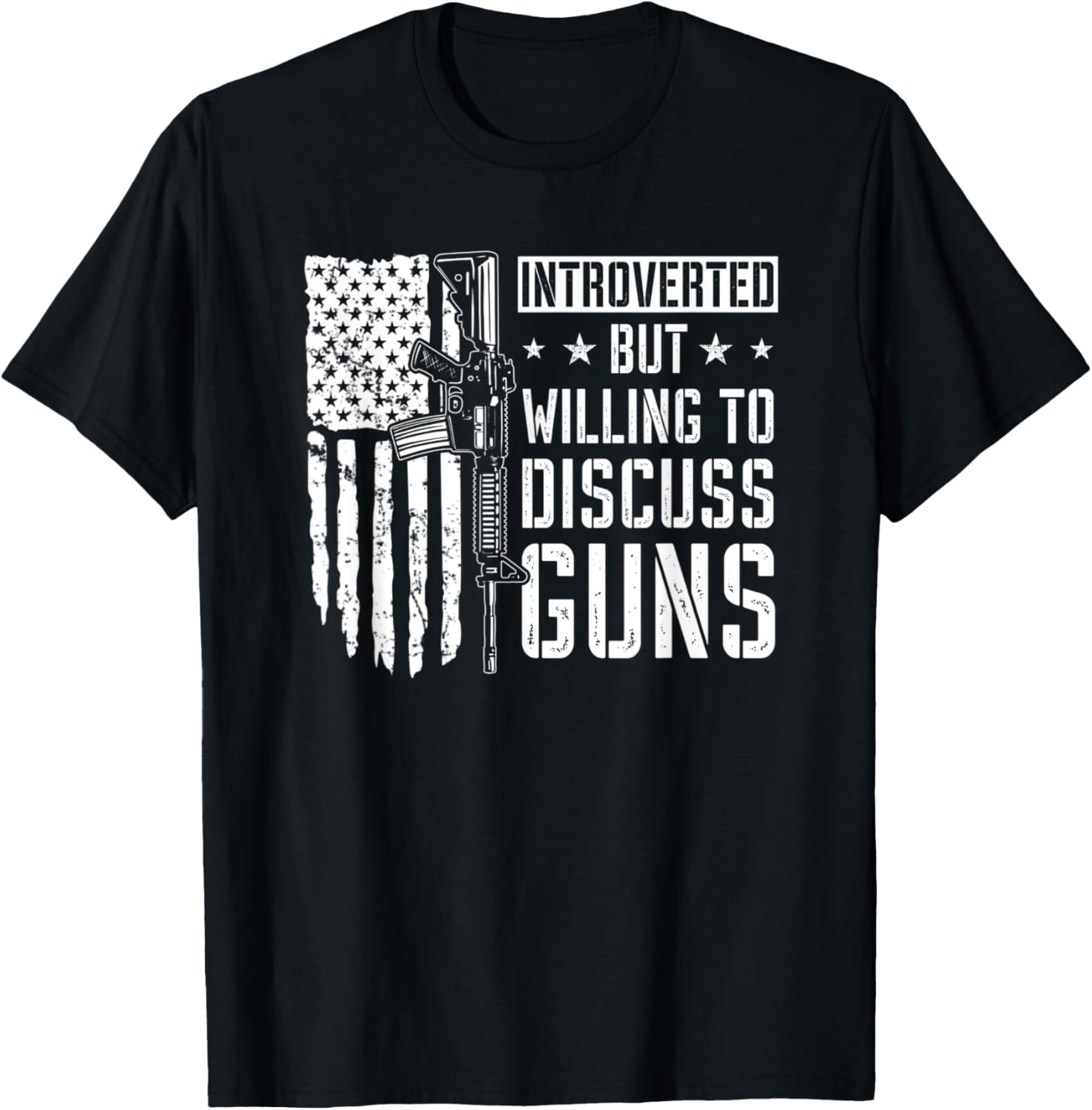 Introverted But Willing To Discuss Guns Funny Gun Joke Flag