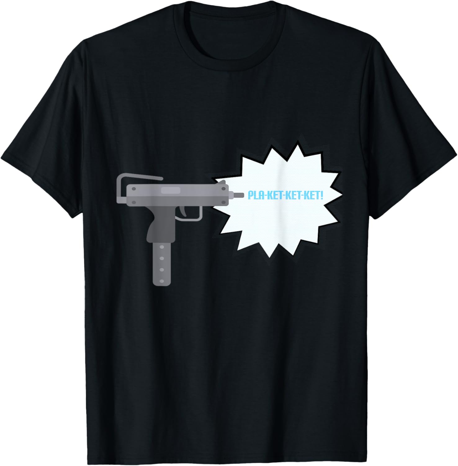 Funny Uzi Gat Plaket Thousand Miles Parody Gun Comic T Shirt