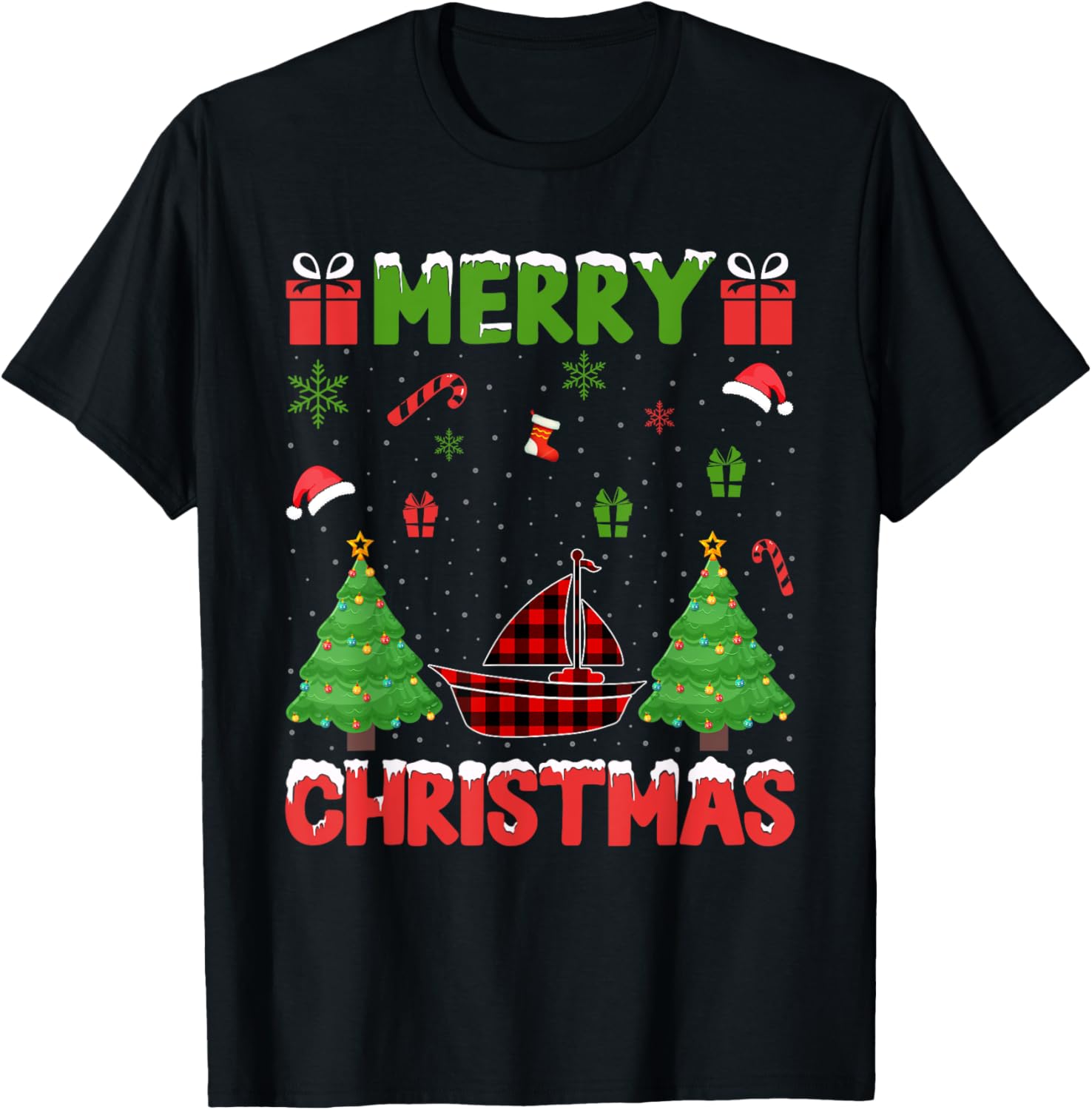Xmas Tree Red Buffalo Plaid Boating Ugly Christmas