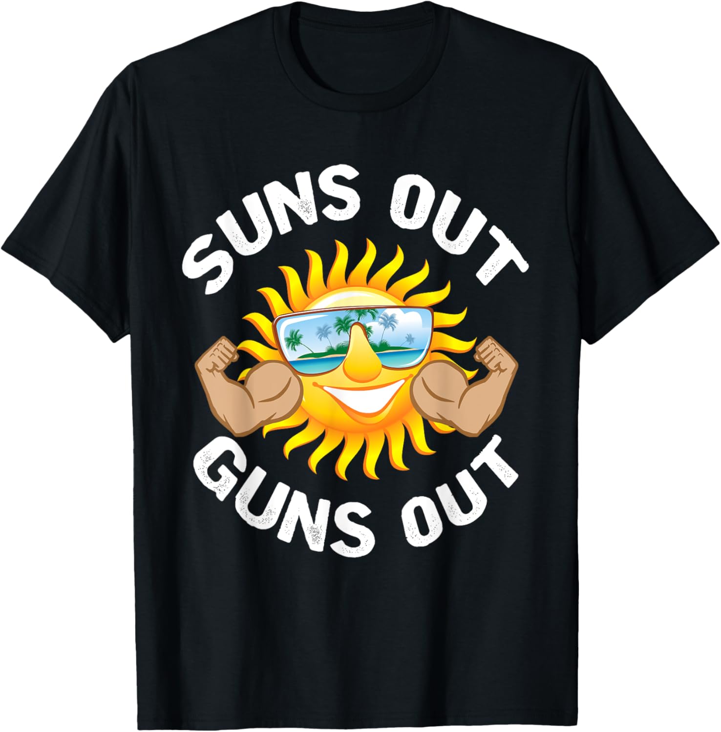 Suns Out Guns Out Funny Fitness Muscle Workout Retro T Shirt Men