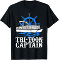 Funny Pontoon Boat Captain Men Cool Tri Toon