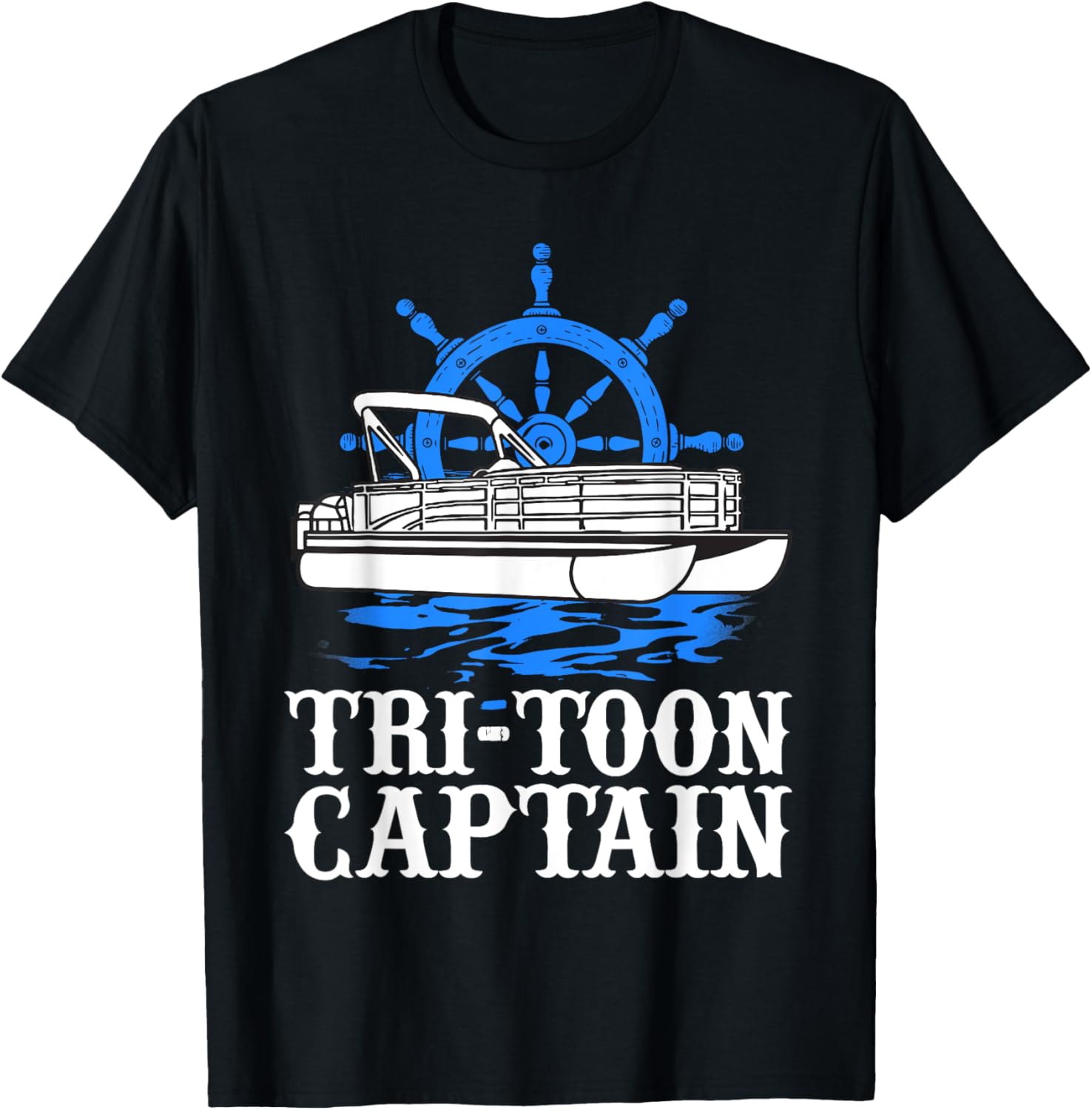 Funny Pontoon Boat Captain Men Cool Tri Toon