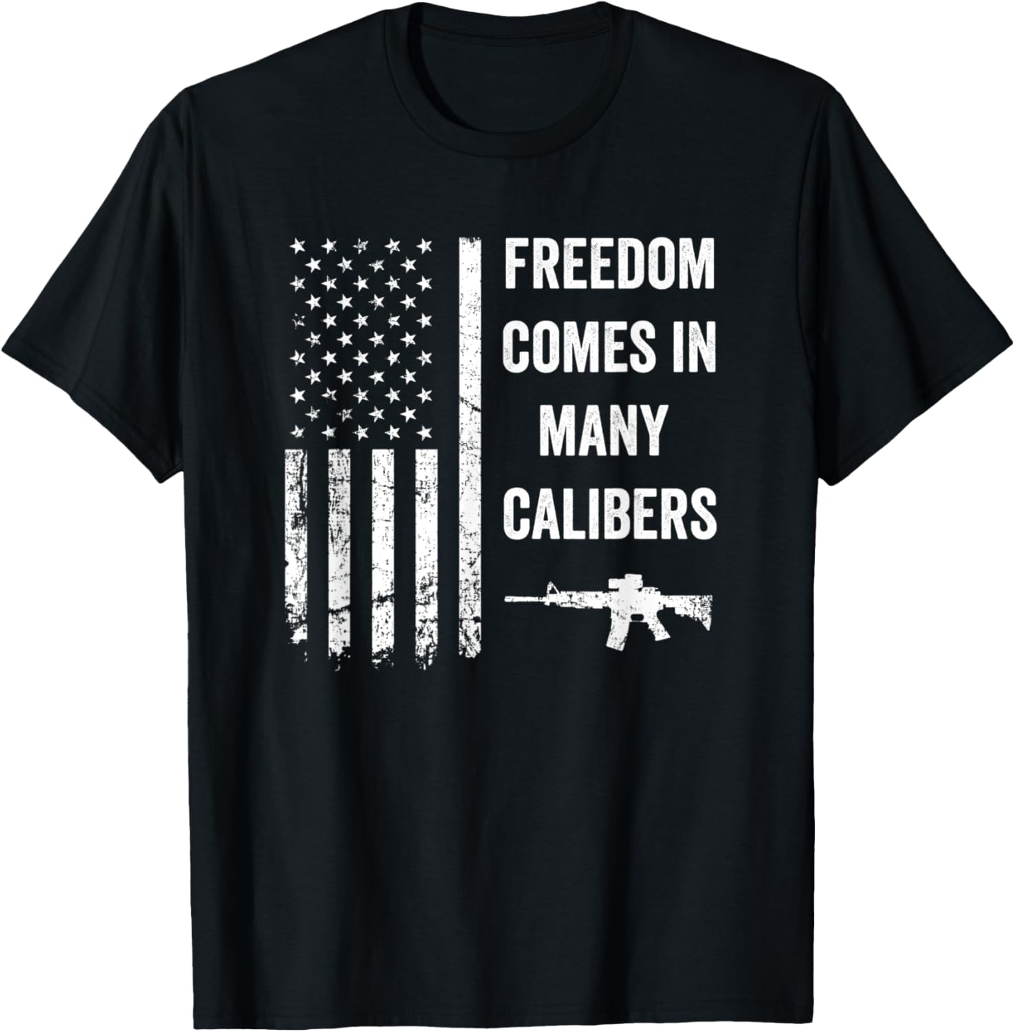 Freedom Comes In Many Calibers Funny American Pro Gun Flag