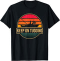 Mens Keep On Tugging Retro Tugboat Captain Tug
