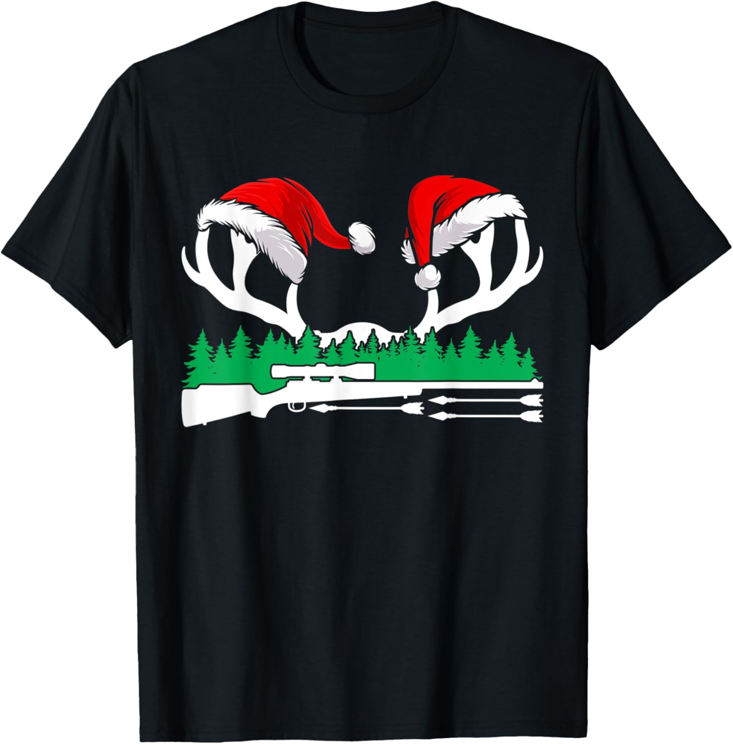 Hunting Deer Horn Santa Hat Bowhunting Gun Hunter Christmas