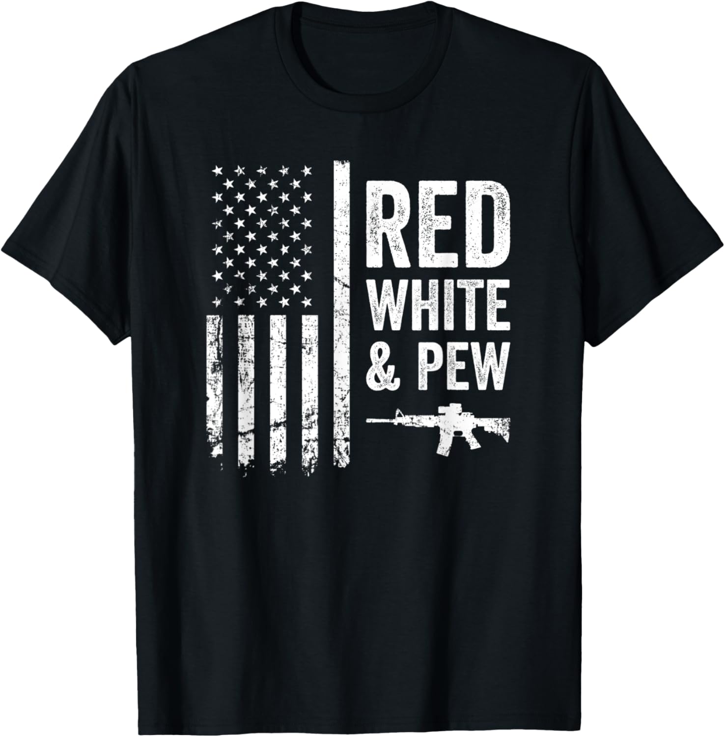 Red White Pew Funny Gun American Flag Pro Guns Women Men