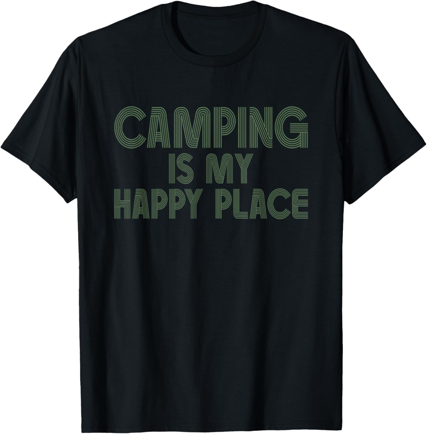Camping Is My Happy Place Camper Camp Outdoor Minimalist Tee