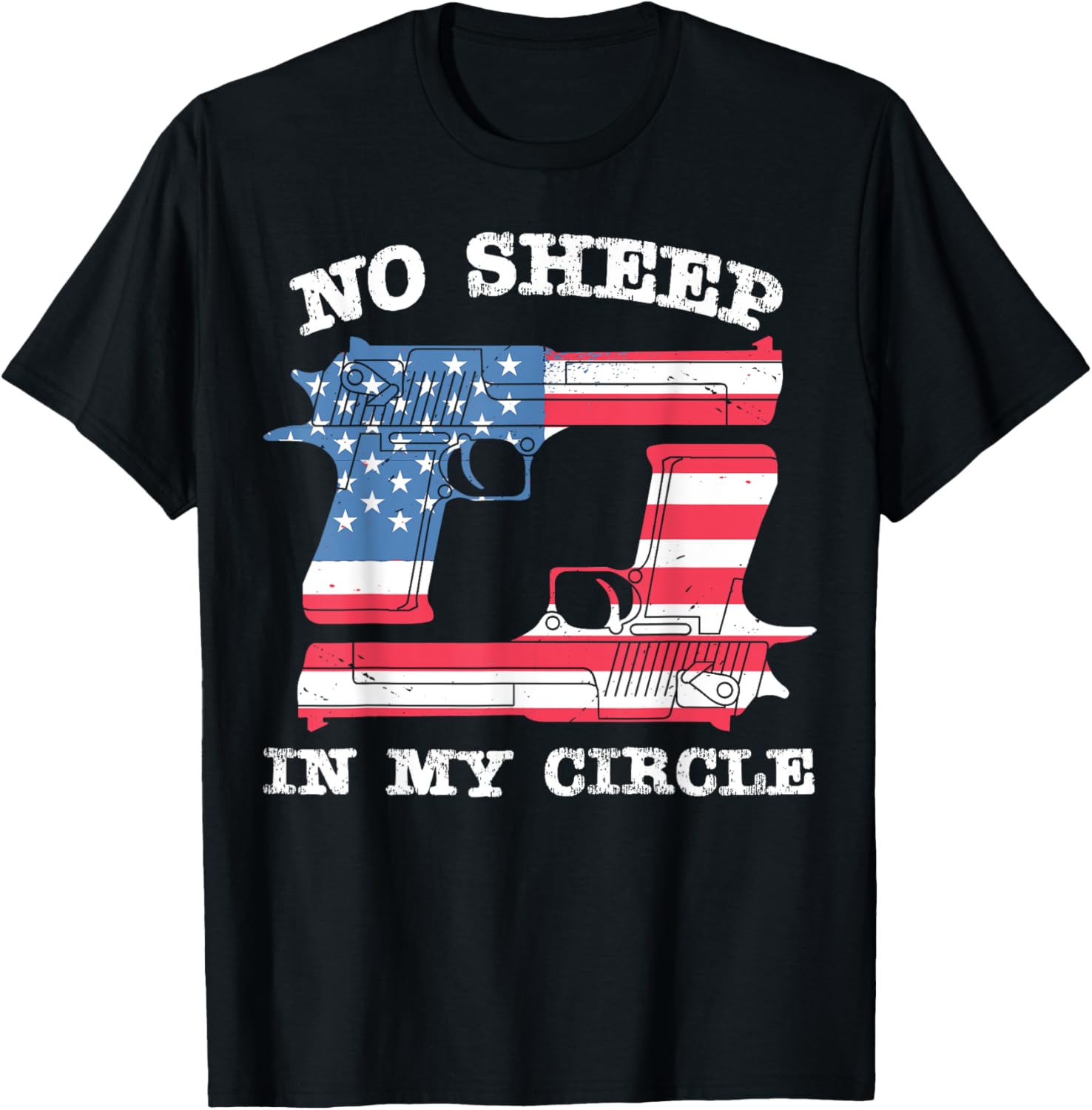 No Sheep In My Circle Sheeple Shirt American Flag Gun