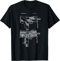 Vintage Mac 10 Uzi Blueprint Shirt Machine Gun Drawing Tee