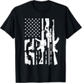 Distressed American Usa Flag Guns Veteran 4Th Of July T Shirt Women