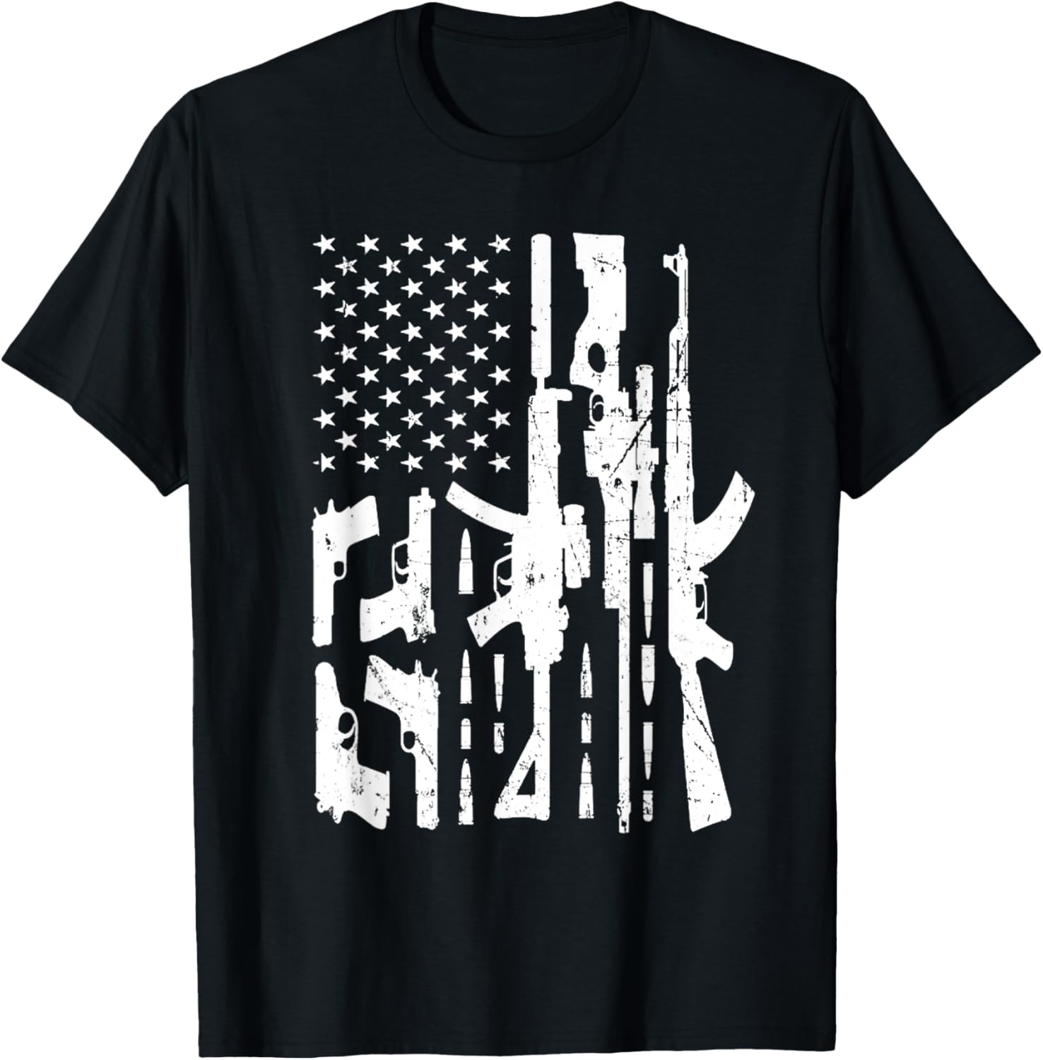 Distressed American Usa Flag Guns Veteran 4Th Of July T Shirt Women