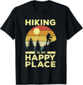 Hiking is My Happy Place Retro Sunset Mountain Climber Hiker