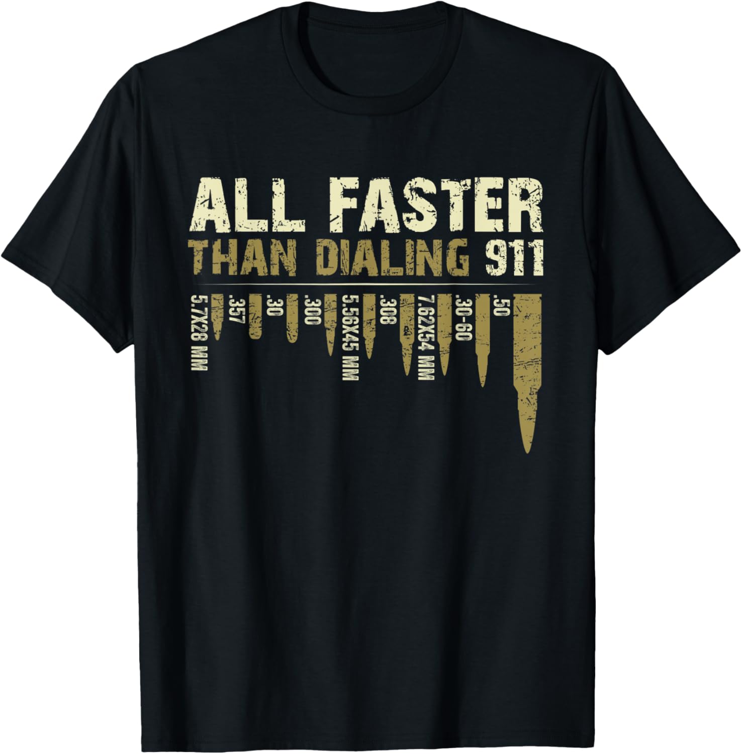 All Faster Than Dialing 911 American Flag Bullet Gun Lovers T Shirt