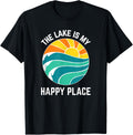 Funny The Lake Is My Happy Place Boating Fishing Lake Cabin