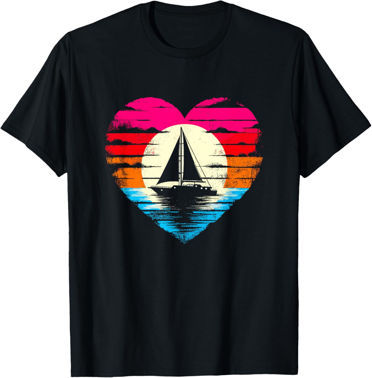 Yacht Cruise Heart Retro Sunset Sailing Sailor Boat