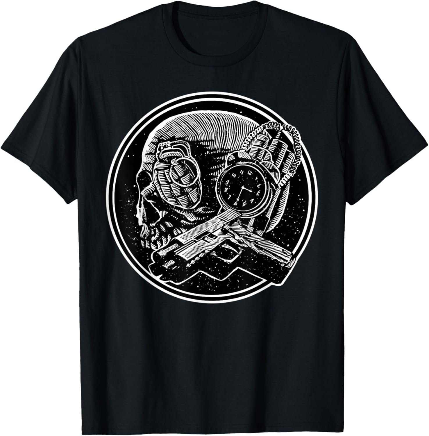 Boom As Hell Gothic Skull Gun Bomb Black