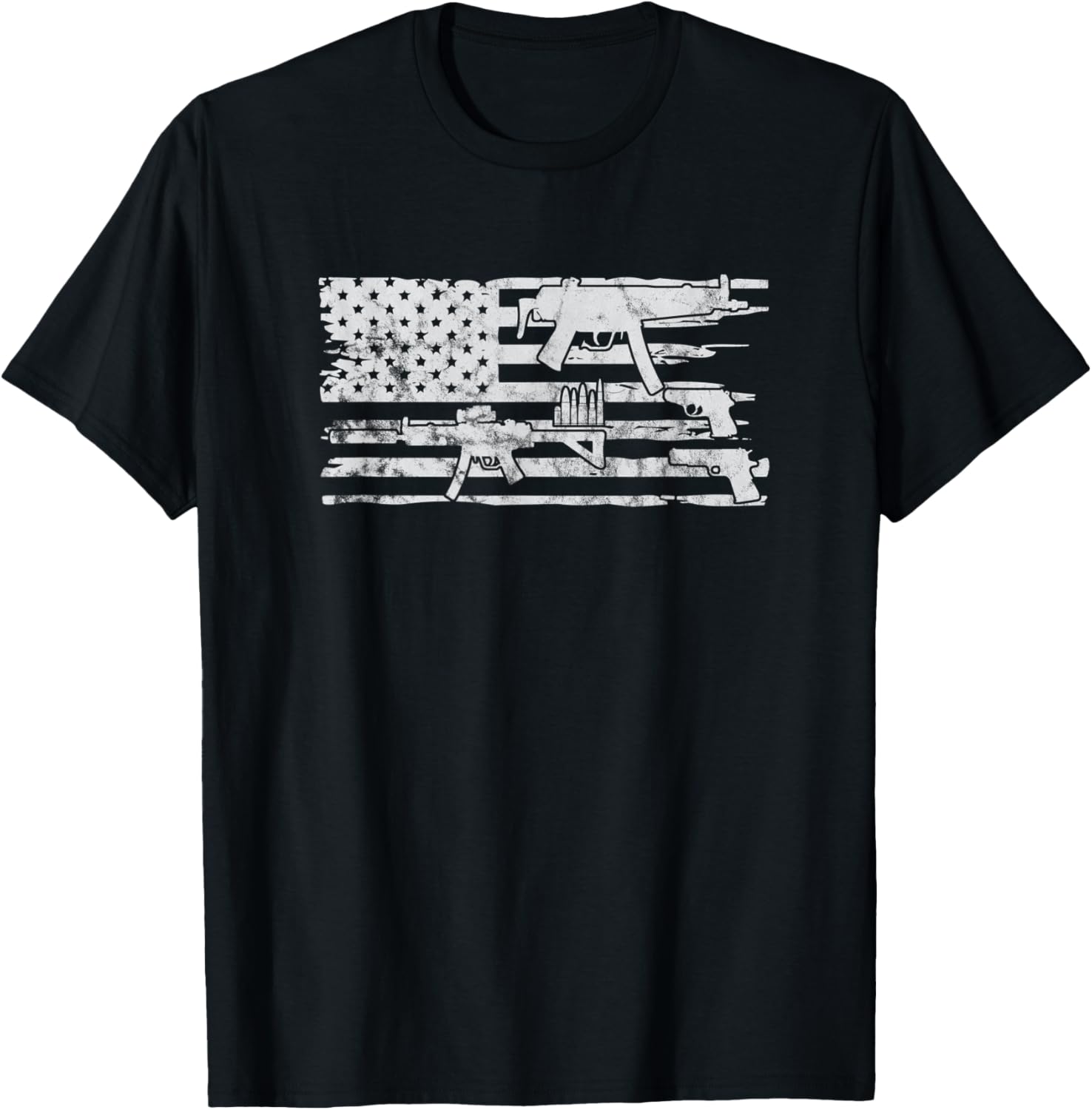 Gun Lover Distressed American Flag With Guns Amazing T Shirt Women Men