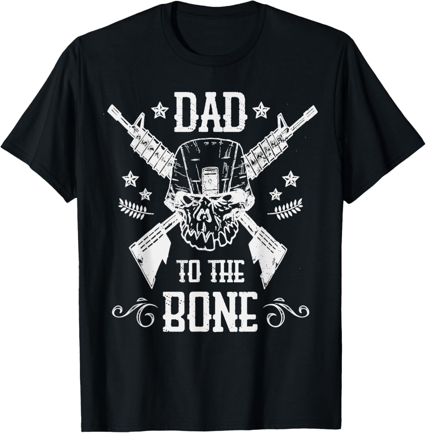 Dad To Bone Funny Father Joke Vintage Skull Ar Rifle Gun