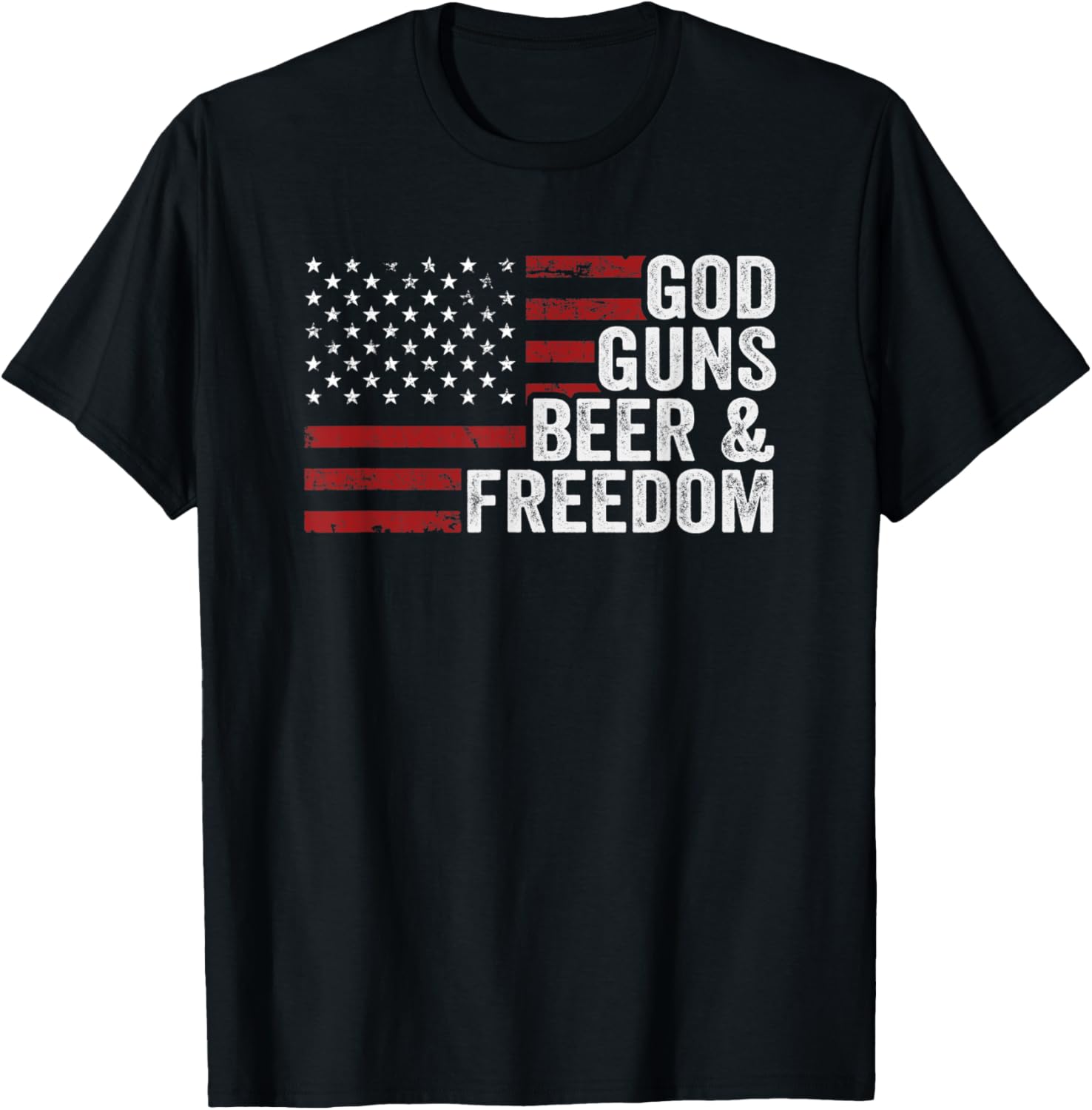 God Guns Beer Freedom Funny Drinking Gun Usa Flag T Shirt Women