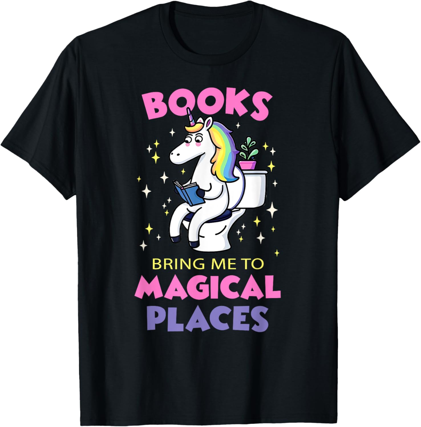 Books Bring Me to Magical Places Unicorn Reading in Toilet
