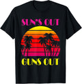 Retro Sunset Suns Out Guns Out Palm Beach 1980S Fashion 80S T
