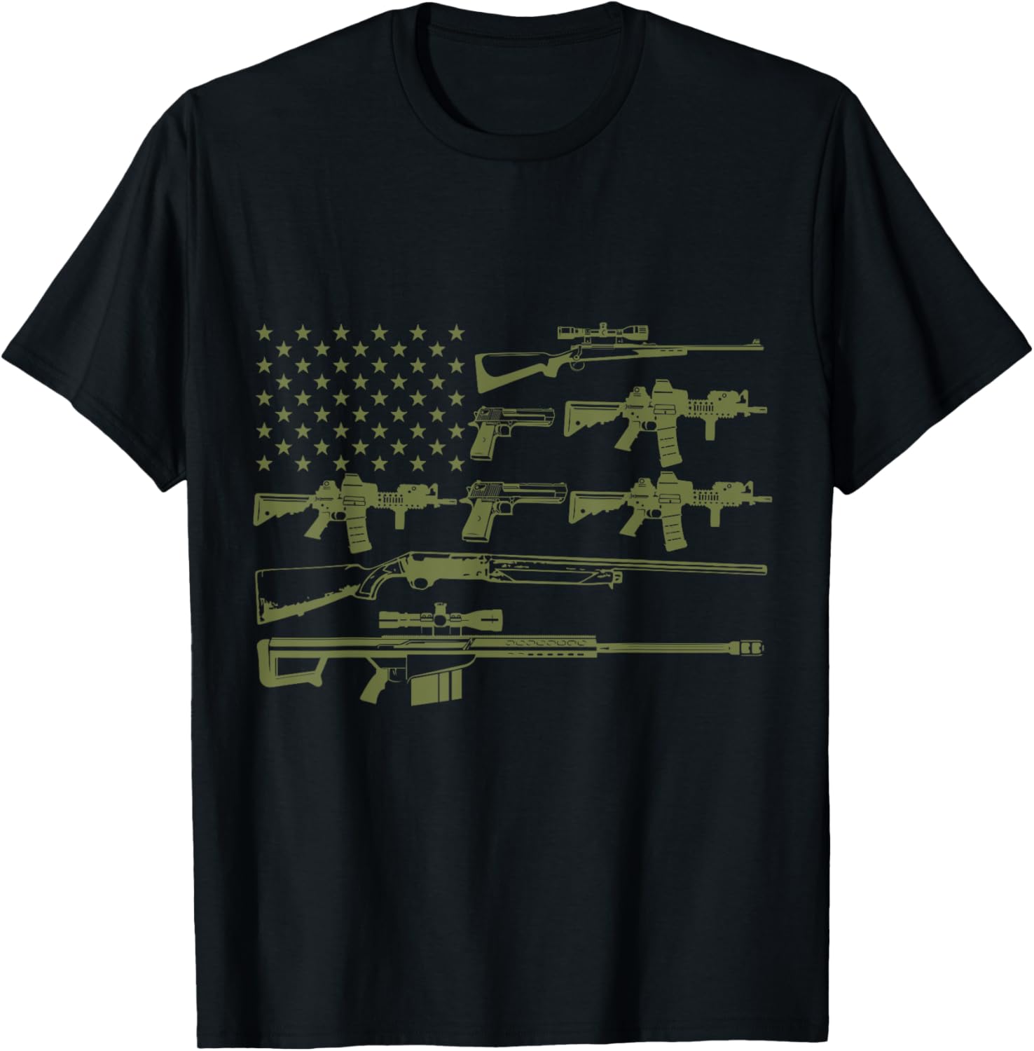 American Flag Gun T Shirt July 4Th Independence Day