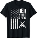 Red White Pew Gun Lover American Flag Gun Rights T Shirt Women