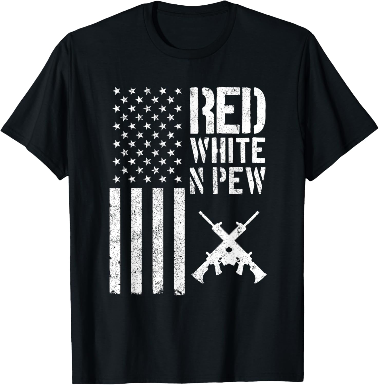 Red White Pew Gun Lover American Flag Gun Rights T Shirt Women