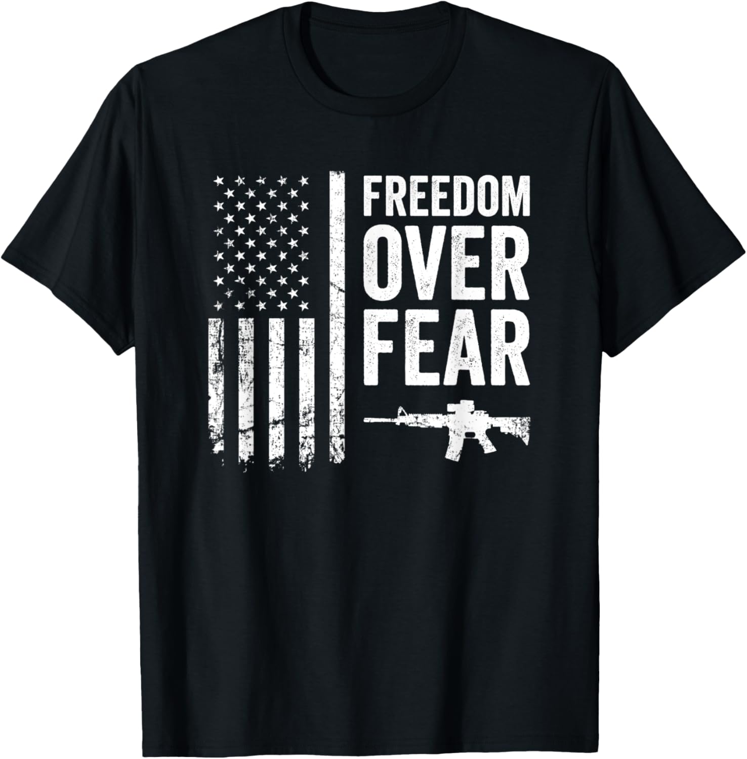Freedom Over Fear 2Nd Amendment Ar15 Usa Flag Pro Gun