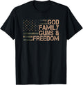 God Family Guns Freedom Pro Gun Christian Usa Flag T Shirt Women