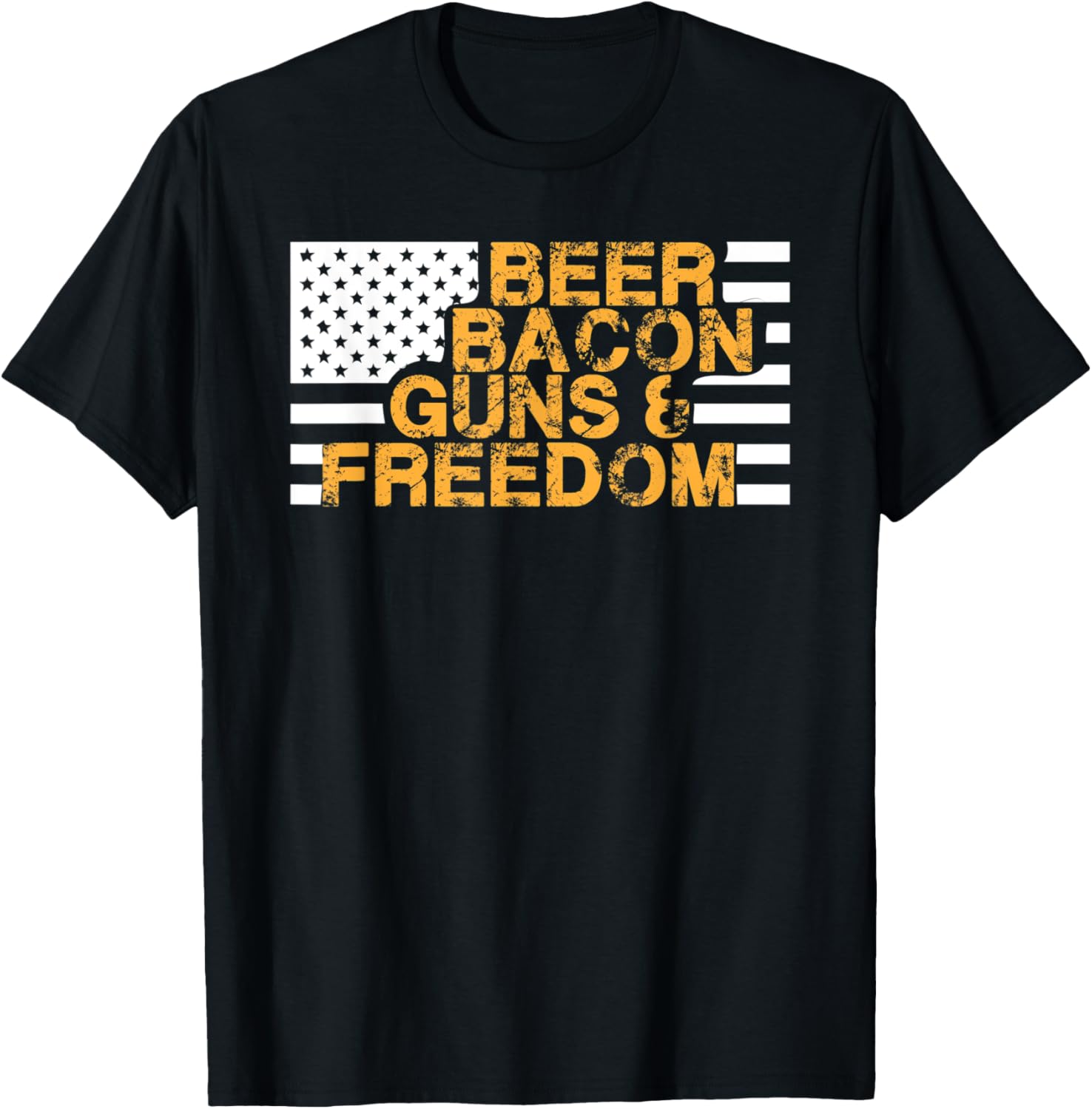 Beer Bacon Guns Freedom Usa Flag T Shirt Proud American