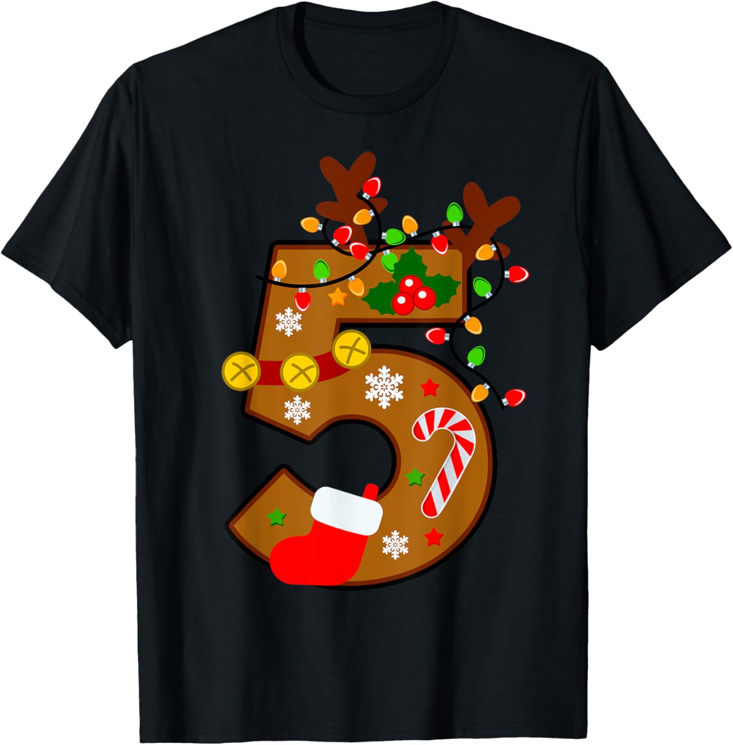 5 Year Old Christmas Reindeer 5th Birthday Kids Cute Funny