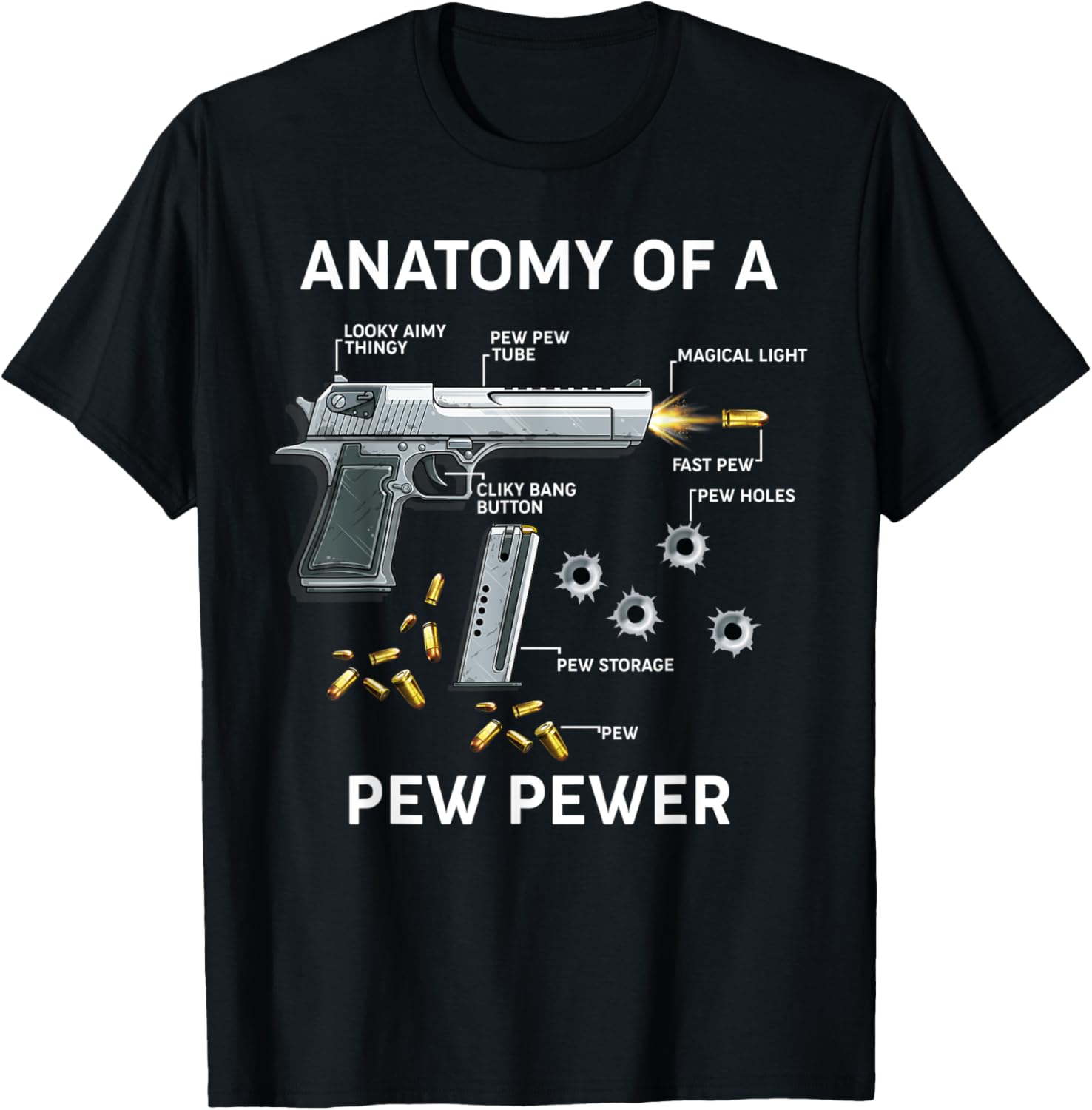 Funny Pew Pewer Anatomy Science Weapon Geek Gun Lover Gamer