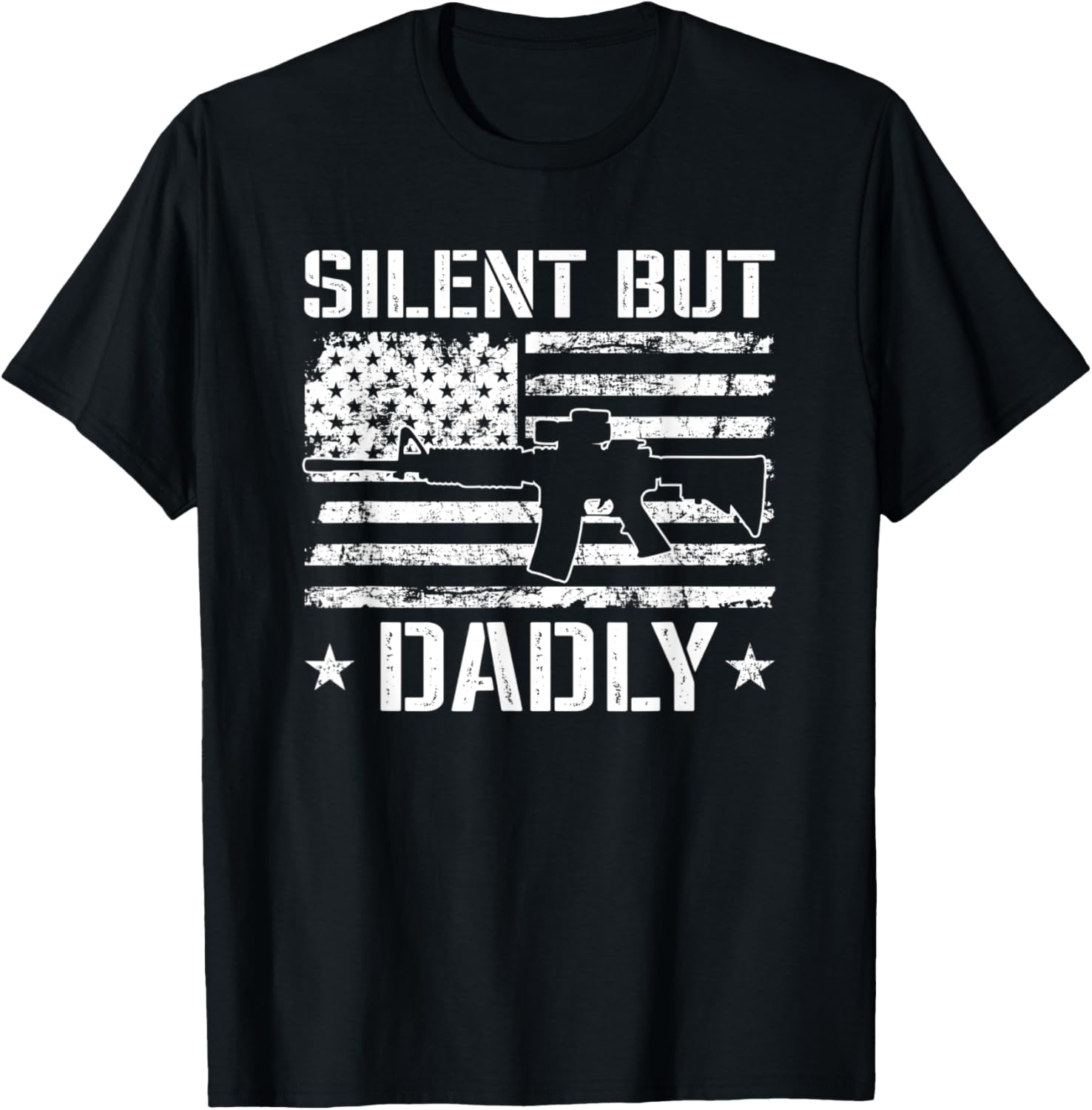 Silent But Dadly Ar15 Usa Flag Funny Fathers Day Gun