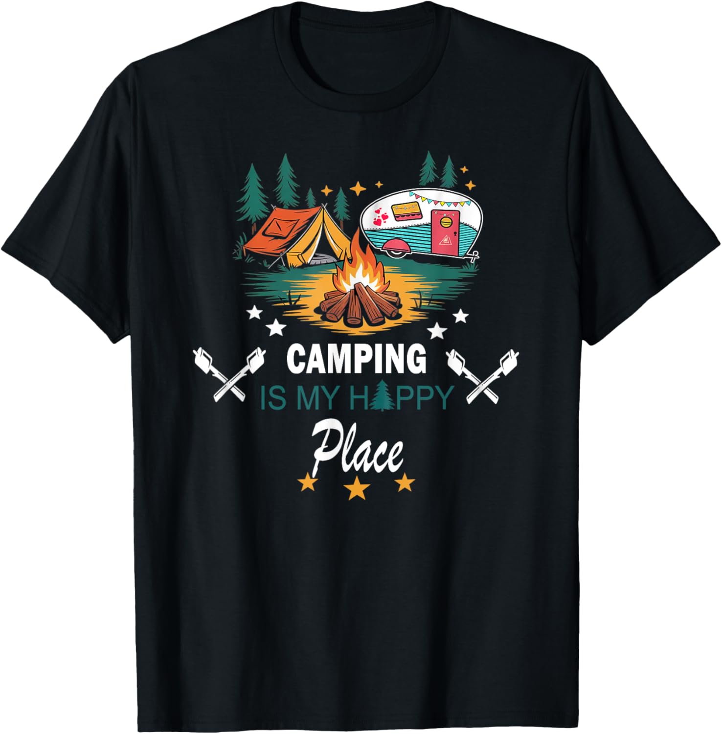 Camping Is My Happy Place Funny Nature Hiking
