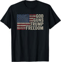 God Guns Trump Freedom Pro Gun Usa Flag Funny Christian T Shirt